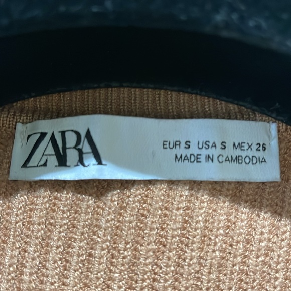 ZARA PUFF SLEEVE CREW NECK CARAMEL KNIT SWEATER SIZE SMALL - Picture 5 of 7